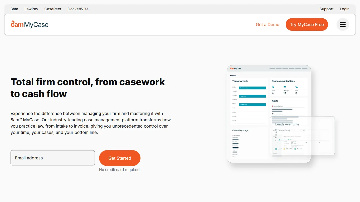 MyCase software screenshot