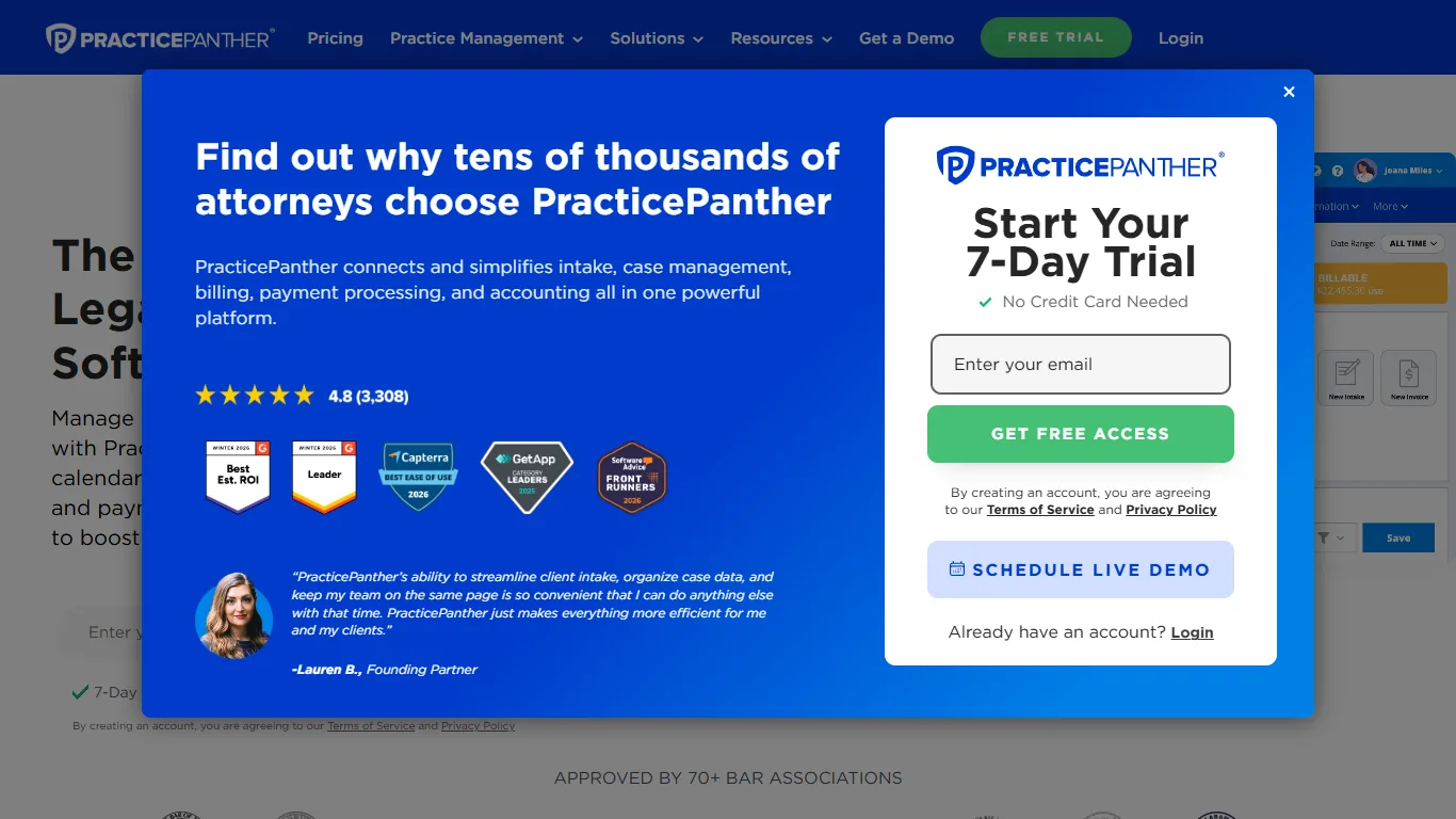 PracticePanther software screenshot