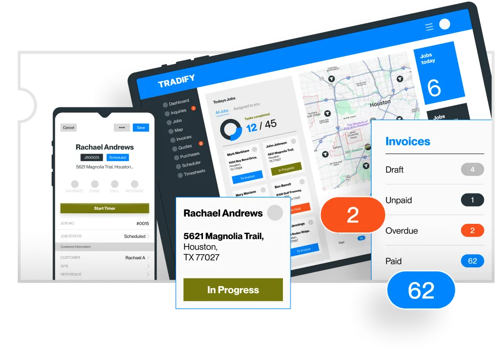 Tradify software screenshot